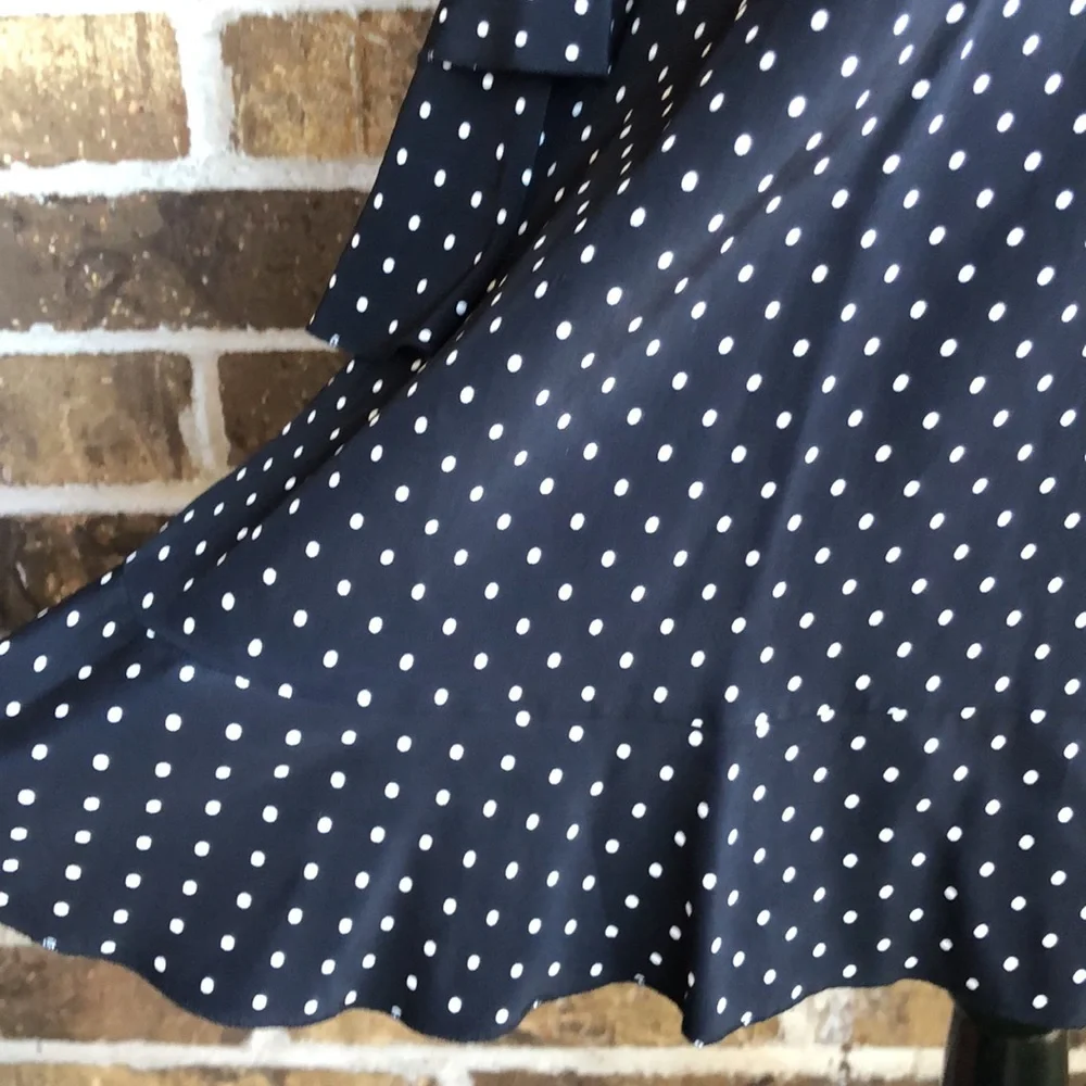 ZARA Black Midi Polka Dot Dress - Picture 5 of 8